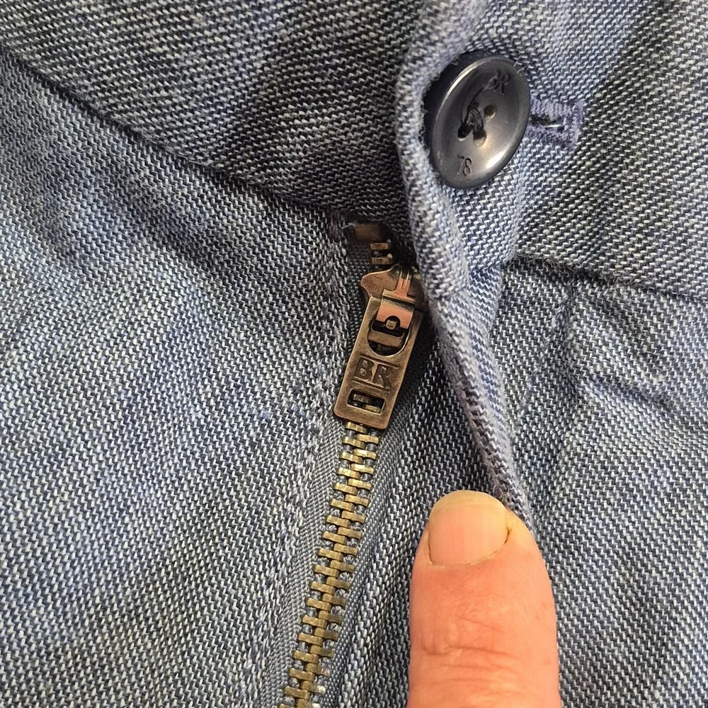 Banana Republic Aiden Fit Men's 34x34 Linen Cotton blend Pants Blue Flat front